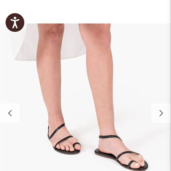 Tkees Mia Napa Women’s Sz 8/EU 39 Black Leather Strappy Toe Loop Sandals - Picture 11 of 11